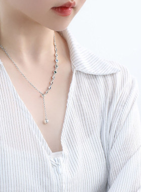 925银泡泡项链女中性风锁骨链女轻奢高级感小众设计链子毛衣链