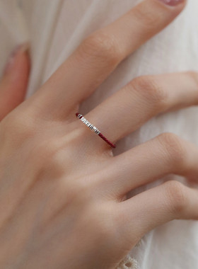 925银编绳可调节碎银戒指女2025年ins小众设计感指环饰品