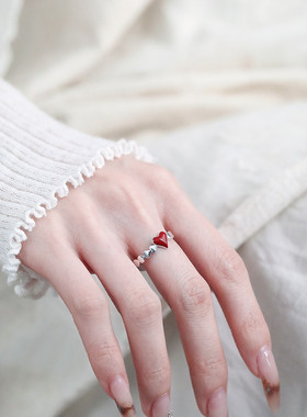 925银爱心戒指2025年可调节指环复古轻奢高级感民族风饰品