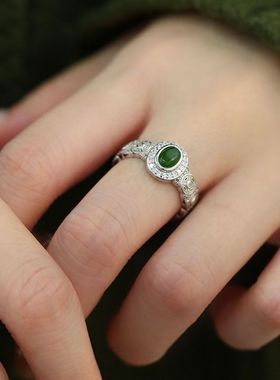 S925银和田玉钱币旦可调节小众