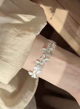 足银花丝蝴蝶国潮风手链手环轻奢高级感2025年开学生日礼物