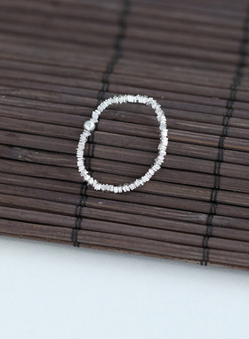 S925银碎银子设计感戒指女小众叠戴食指戒指女环小众设计饰品