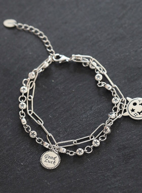 925银笑脸手链女中性风手环潮流港风高级感小众设计手环