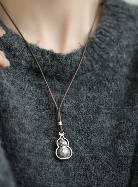 足银如意葫芦项链长款配饰女新款2024年爆款高级感中式国风锁骨链