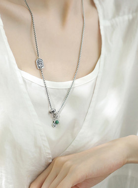 925银链条项链锁骨链女复古文艺轻奢高级感2025链子配饰时尚百搭