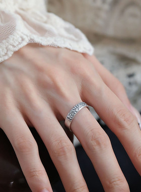 999足银牡丹花戒指女2025指环食指高级感尾戒女小指装饰戒指女