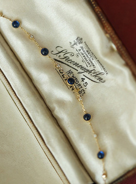 克莱因蓝925银蓝色圆形手链女蓝色饰品女轻奢高级感2025首饰