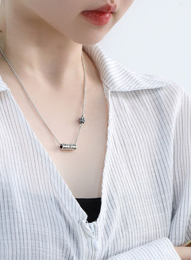 925银皇冠项链女休闲风锁骨链女轻奢高级感小众设计链子毛衣链