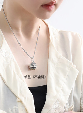 925银抽象图案吊坠中性风高级感做旧单坠项链女DIY配件