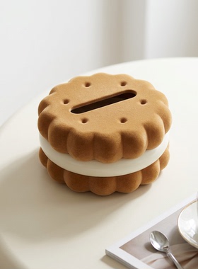 可爱饼干造型绒布纸巾盒摆件