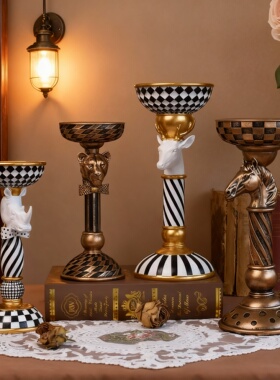 欧式复古陶瓷烛台摆件高级感