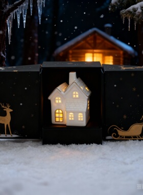 圣诞节陶瓷小屋装饰摆件