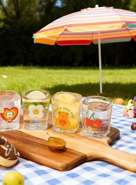 可爱卡通玻璃杯套装礼品盒装