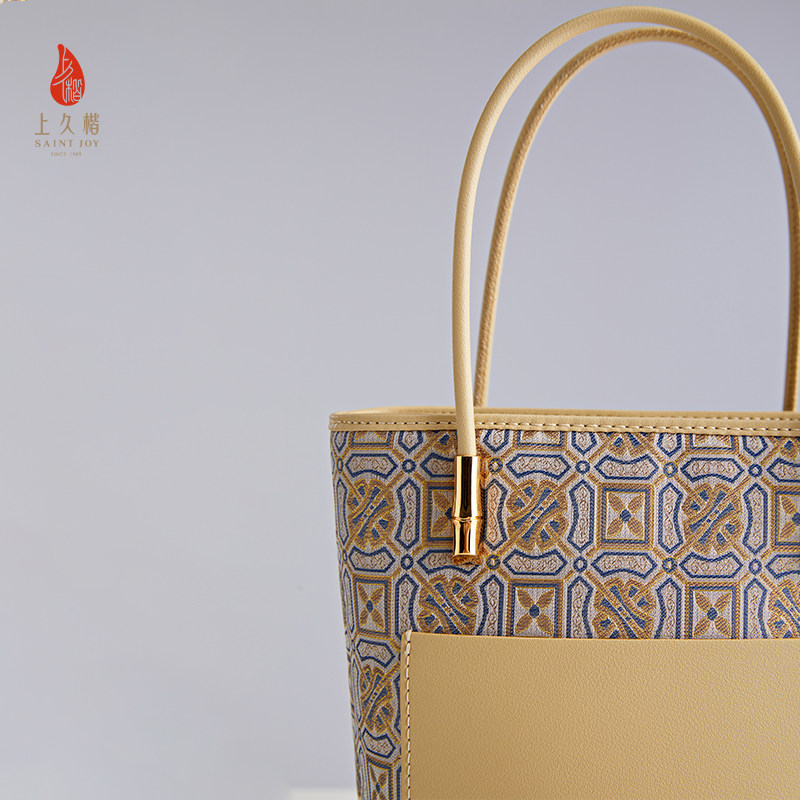 上久楷宋锦拎包水桶包百搭四方定胜背包女式包（无礼盒包装）,淘宝优惠券,粉丝福利购,淘宝优惠卷