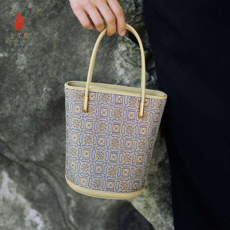 上久楷宋锦拎包水桶包百搭四方定胜背包女式包（无礼盒包装）,淘宝优惠券,粉丝福利购,淘宝优惠卷