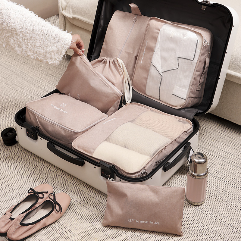 旅行衣服收纳袋套装内衣裤鞋子旅游便携防水袋子行李箱分装整理包 - 图0