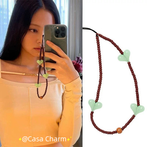 String金智妮Lisa同款爱心形手机链条防丢手腕挂绳ccd挂件高品质 - 图0