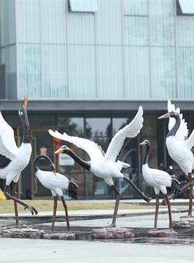 户外花园装饰仿真仙鹤玻璃钢庭院摆设水池造景丹顶鹤雕塑小品摆件