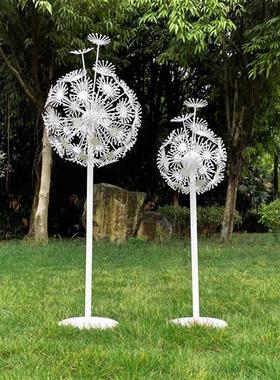 户外蒲公英摆件园林景观售楼小区草坪装饰植物发光不锈钢铁艺雕塑