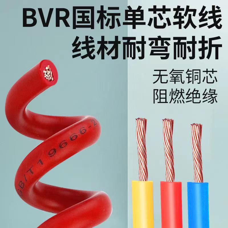 珠江电线电缆国标纯铜BVR1/1.5/2.5/4/6平方多股铜芯软线家装阻燃 - 图1