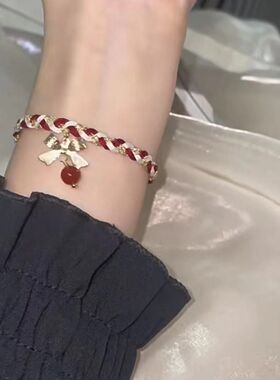 圣诞节红色编绳蝴蝶结手