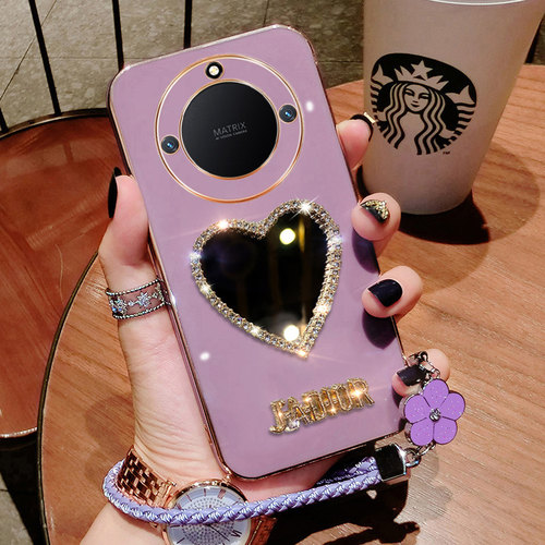 华为荣耀X40手机壳镶钻RMO一AN00新款保护套5G硅胶honor全包防摔x4o软壳镜子x405g带支架可爱ANOO外壳超薄女 - 图1