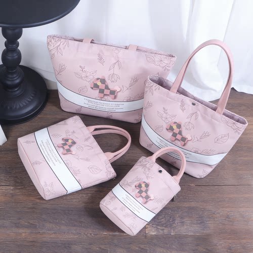 尚盈粉色小马印花上班包包女大容量防水手提包拉链款时尚包袋通用 - 图0