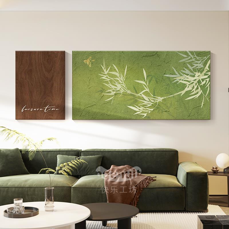 竹子客厅装饰画沙发背景墙挂画2025新款壁画中古风高档大气无边框 - 图1