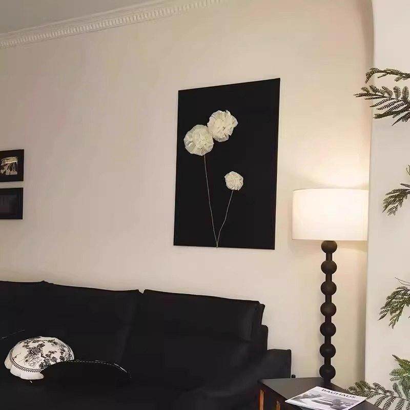 法式轻奢黑白复古风花朵装饰画客厅2026年沙发后背景墙挂画落地画,淘宝优惠券,粉丝福利购,淘宝优惠卷