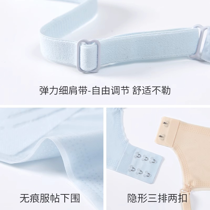 C新款聚拢无钢圈超薄透气简约裹胸亲肤文胸女无痕裸感冰凉内衣