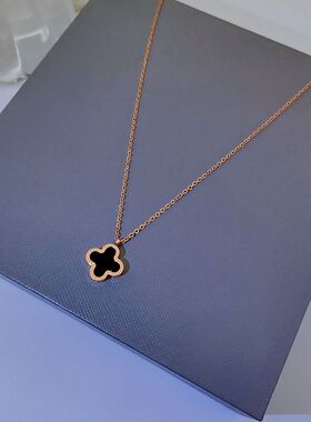 钛钢O型链女四叶草项链