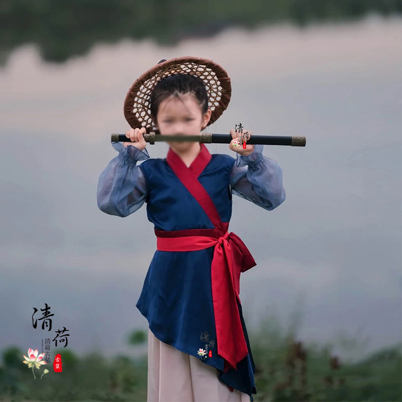 儿童古装花木兰同款女汉服武侠女侠客服女侠剑客女刺客走秀演出服