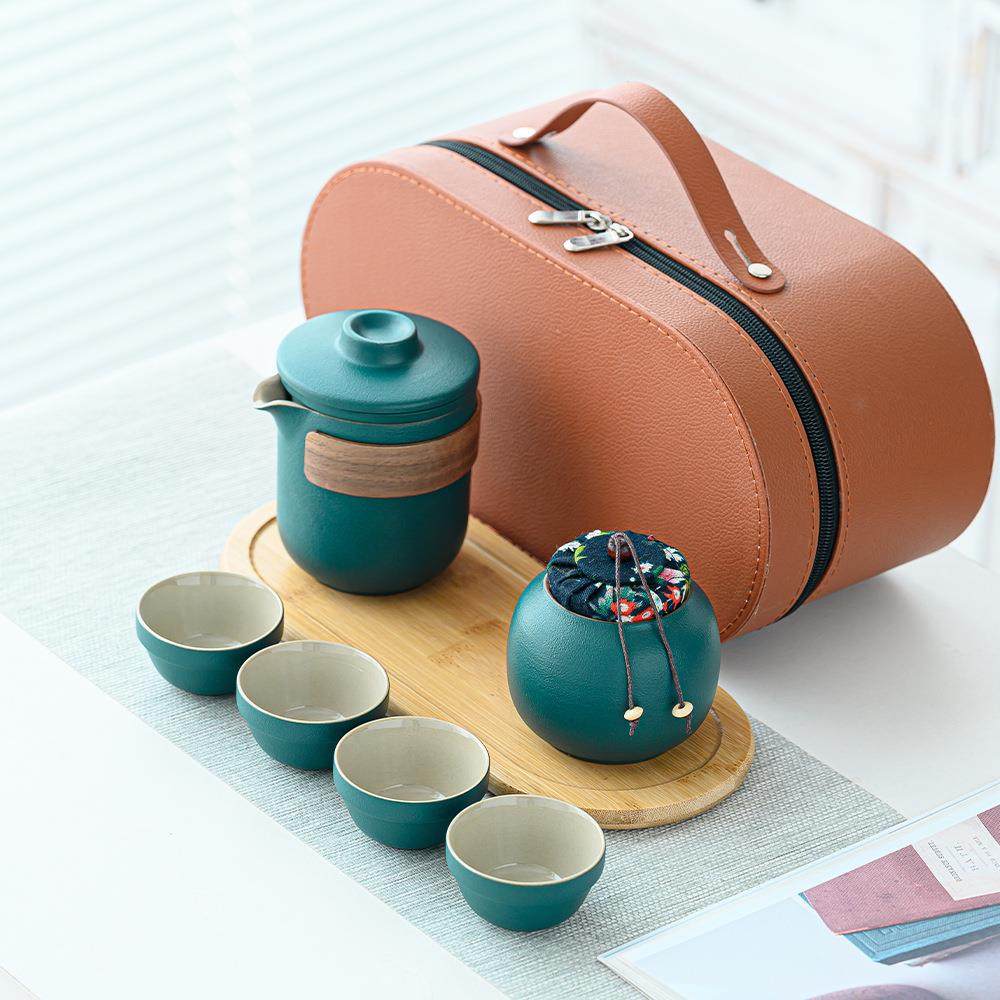 旅行茶具套装陶瓷快客杯车载收纳盒便携式户外泡茶壶茶杯功夫茶具,淘宝优惠券,粉丝福利购,淘宝优惠卷