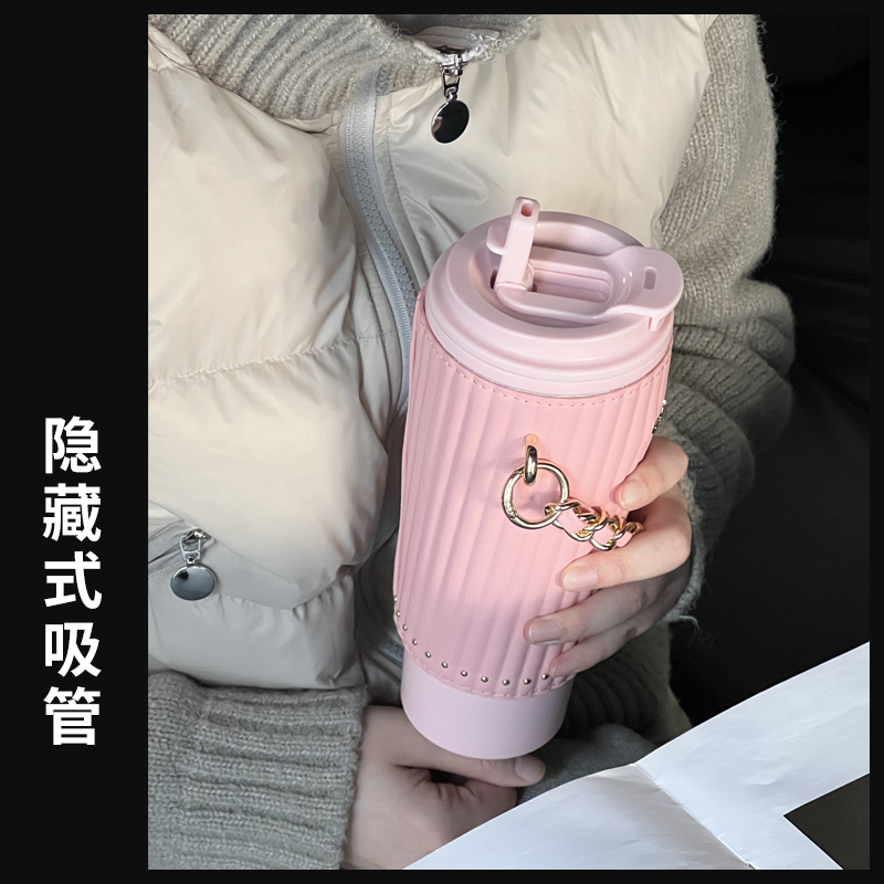 小立保温杯大容量吸管杯女生陶瓷内胆2024新款高颜值便携水杯子