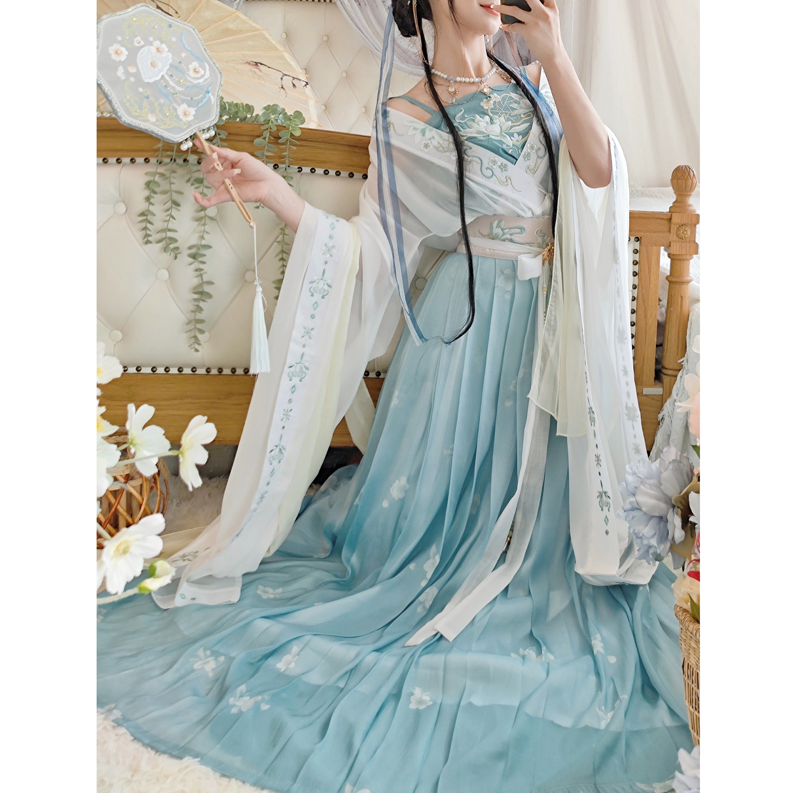 素羽华裳爱莲说原创改良女齐腰汉服 素羽华裳汉服