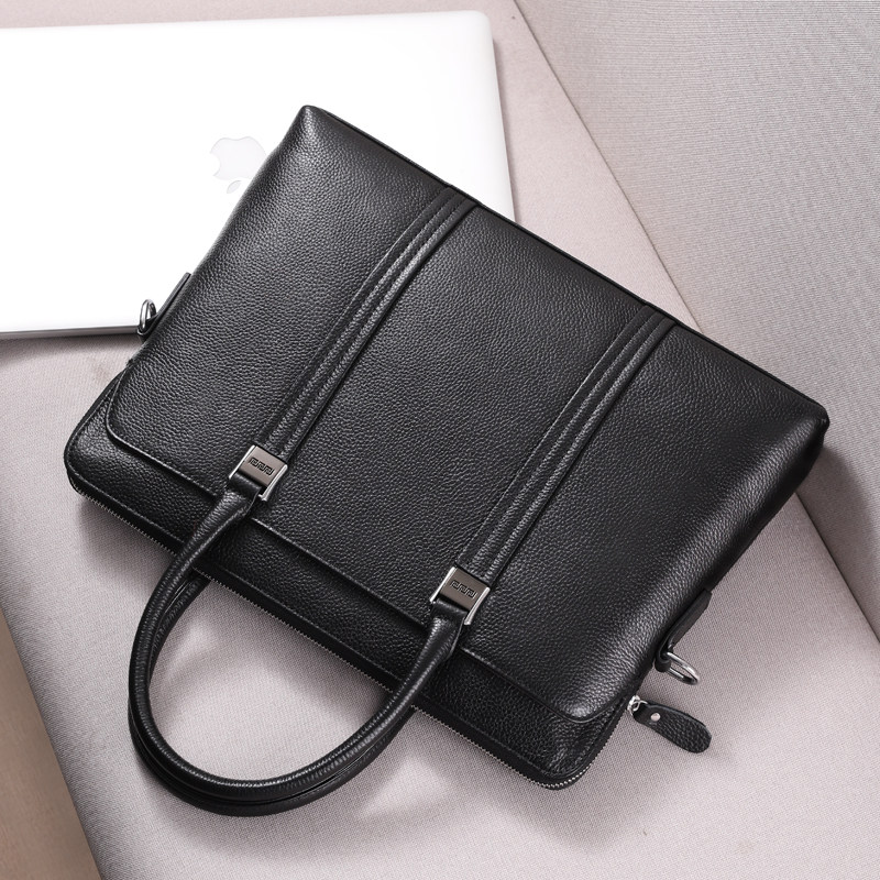 手提包男真皮大容量商务男士包包 妃陌男士包袋