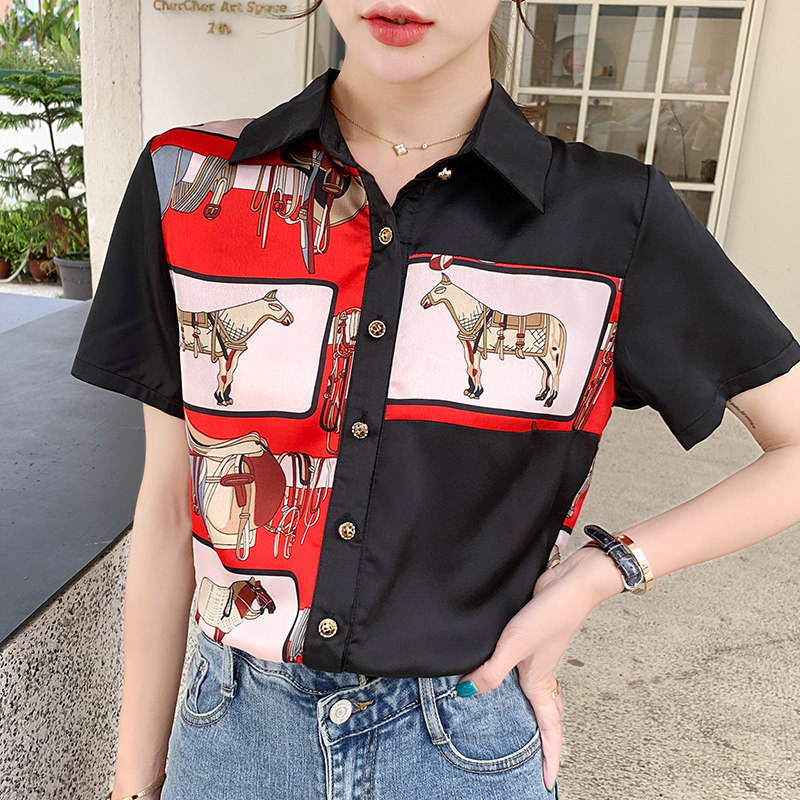 范芙熙联名欧阿玛施旗2021夏女衬衫 范芙熙蕾丝衫/雪纺衫