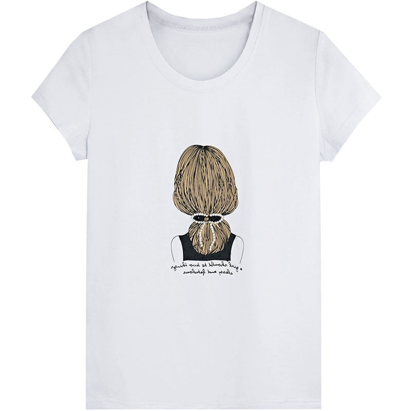 阿玛施2020新款女孩印花圆领t恤衫 范芙熙T恤