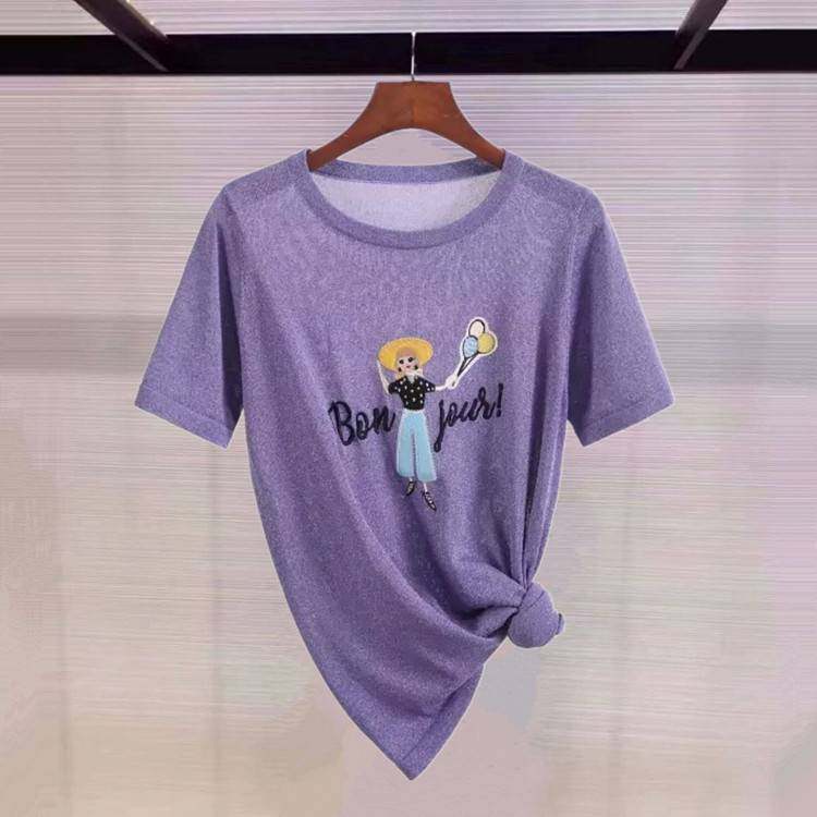 阿玛施旗舰店2020新款女夏装针织衫 范芙熙T恤