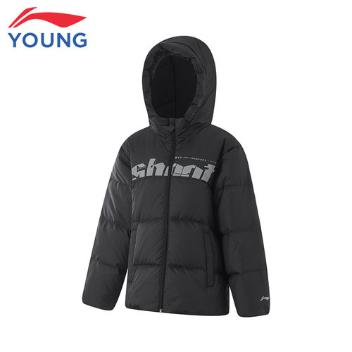 李宁童装儿童羽绒服男大童冬季2025秋冬款连帽外套面包服保暖短款 - 图3