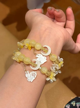 中秋新中式玉兔月亮桂花手链女