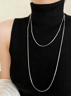 秋冬长款双层叠戴蛇骨项链毛衣链
