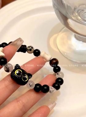 猫咪串珠手链女生情侣款一对陶瓷手串可爱闺蜜生日礼物弹力绳手饰