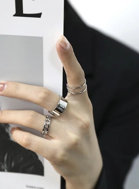 钛钢小众设计食指叠戴开口指环