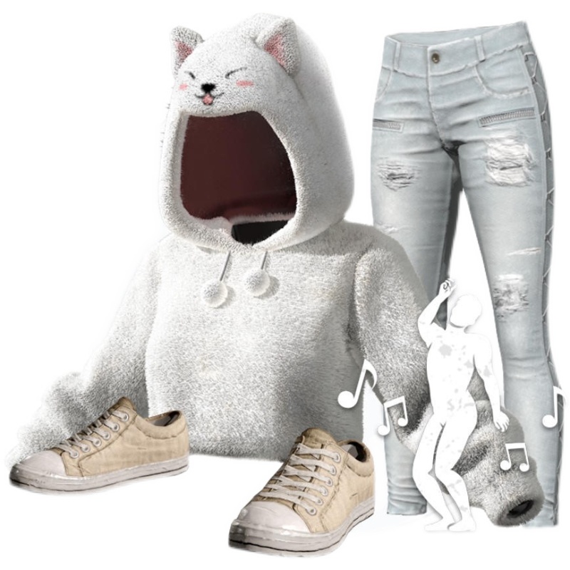 绝地求生皮肤PUBG绝地求生皮肤 白毛柴犬帮套装 白色卫衣牛仔裤 吃鸡CDK兑换码