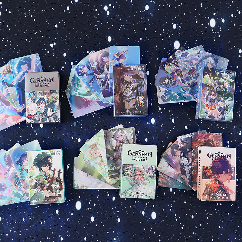 原神卡片动漫流浪者散兵钟离胡桃贴纸海报镭射元神二次元lomo卡