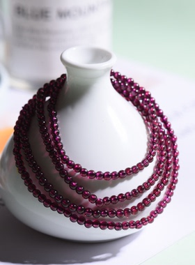 紫牙乌石榴石水晶礼物多圈手串