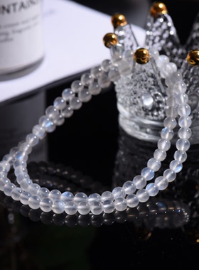 冰种手串多圈恋人蓝月光石