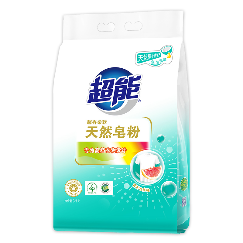 超能天然皂粉洗衣粉家庭实惠装家用正品3kg*2袋12斤整箱批发包邮0 - 图3