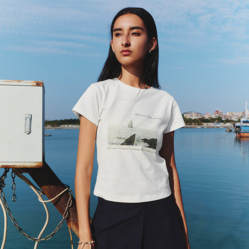 TreesBasic 2026夏季新款Sailing notes 航行日记数码印花短袖T恤 - 图0